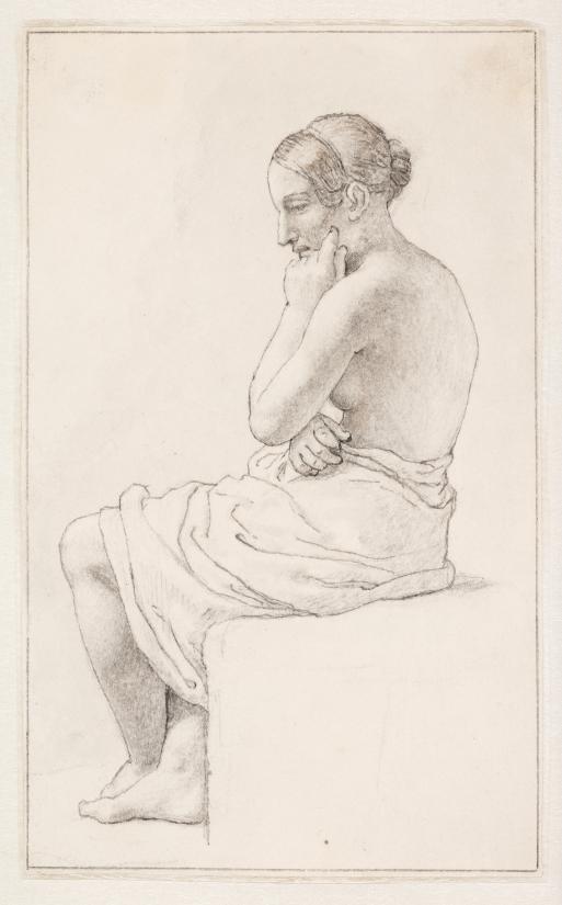 C. W. Eckersberg. Studie af en siddende halvnøgen kvinde, udateret