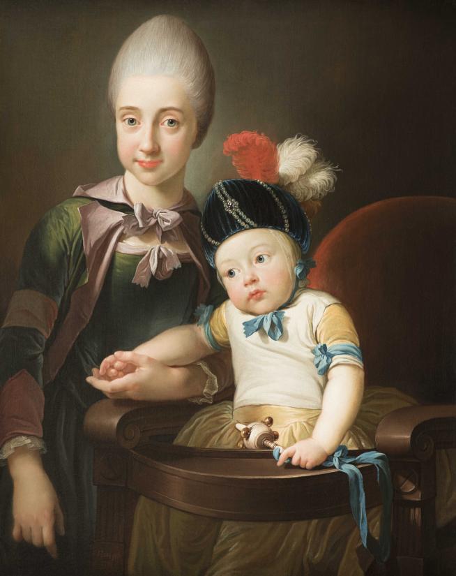 Jens Juel. Et barn med en ung pige, 1770