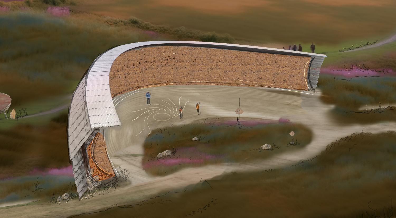 Illustration fra forslaget "Lollands Øre" af Amitai Romm og Djernes & Bell.